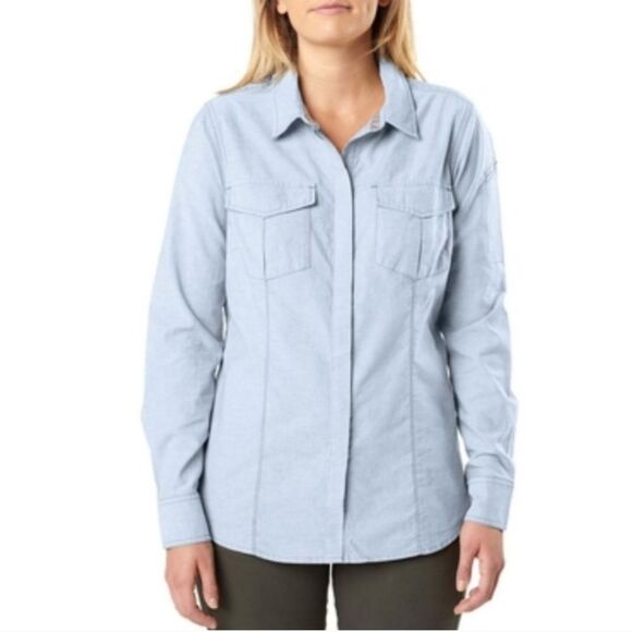 5.11 Tactical Women's Size XL Button Up Shirt Blue Long Sleeve Conceal Carry - Picture 2 of 15